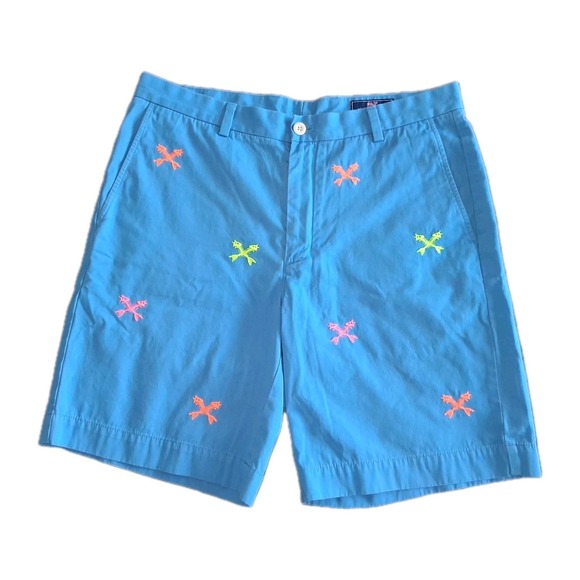 Vineyard Vines Other - Vineyard Vines Breaker Shorts Men's 35  X 9" Blue Embroidered Cross Fishbone